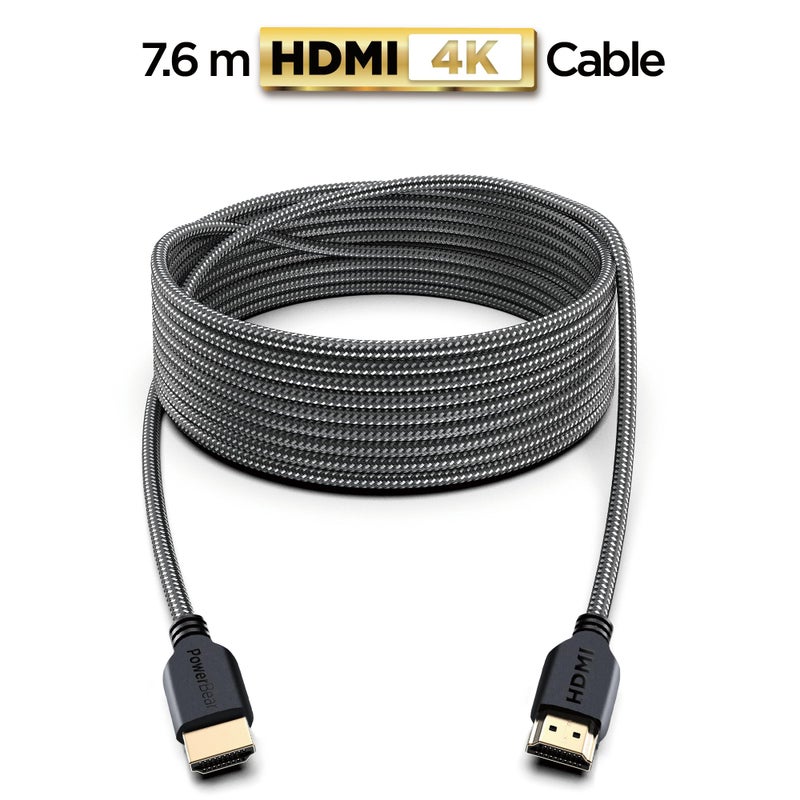 PowerBear 4K HDMI Cable 25 ft | Long Hdmi Cable, Braided Nylon & Gold Connectors, 4K @ 60Hz, Ultra HD, 2K, 1080P, ARC & CL3 Rated | for Laptop, Monitor, PS5, PS4, Xbox One, Fire TV, & More - Image 2